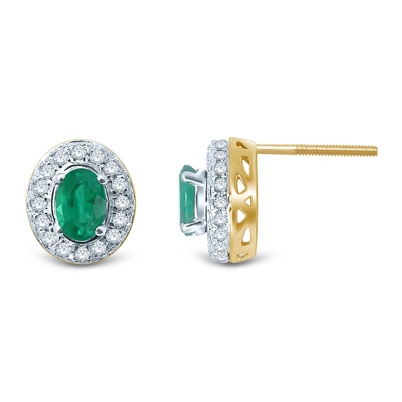 14K Diamond  Emerald  Earring