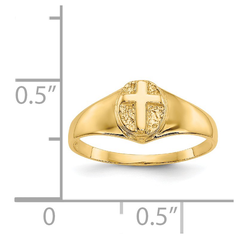 14k Childs Polished Open Cross Ring