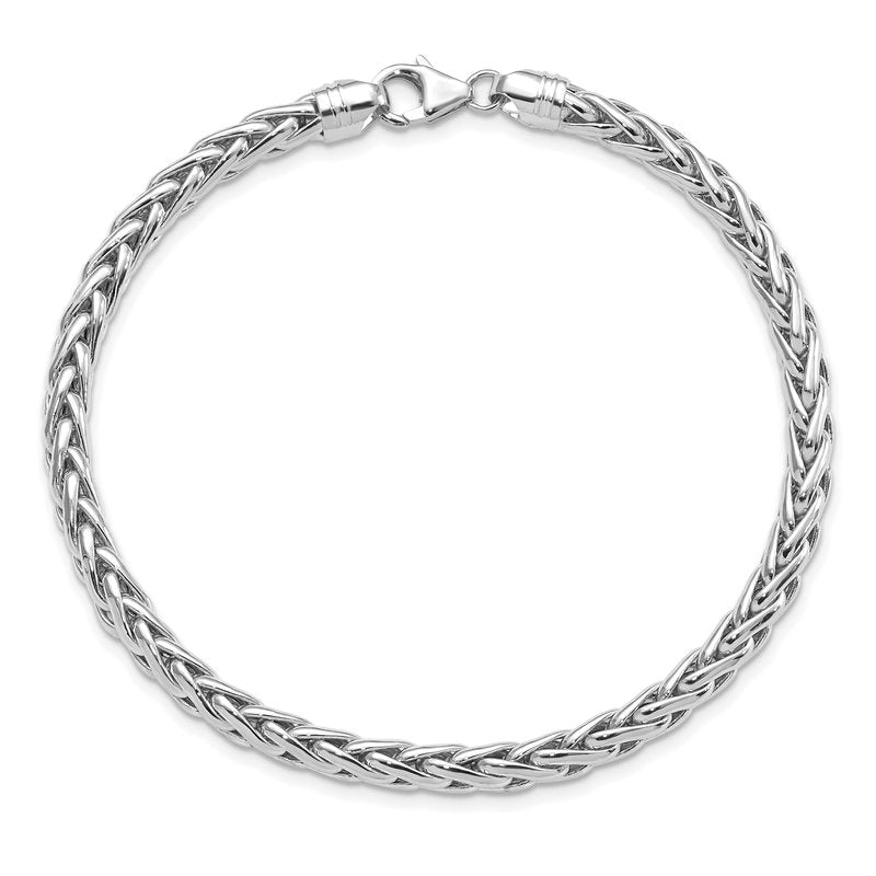 14k White Gold Polished 5.00mm Fancy Wheat Chain 8.5 inch Bracelet