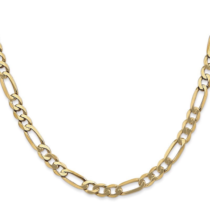 14K 26 inch 5.25mm Flat Figaro with Lobster Clasp Chain