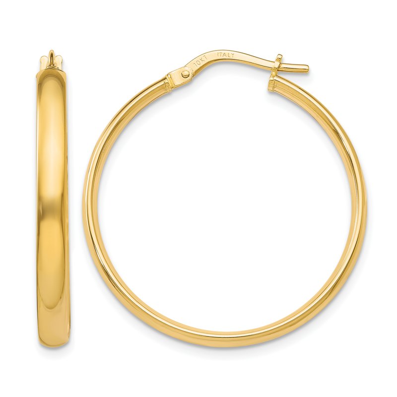 10K Gold Polished Hoop Earrings