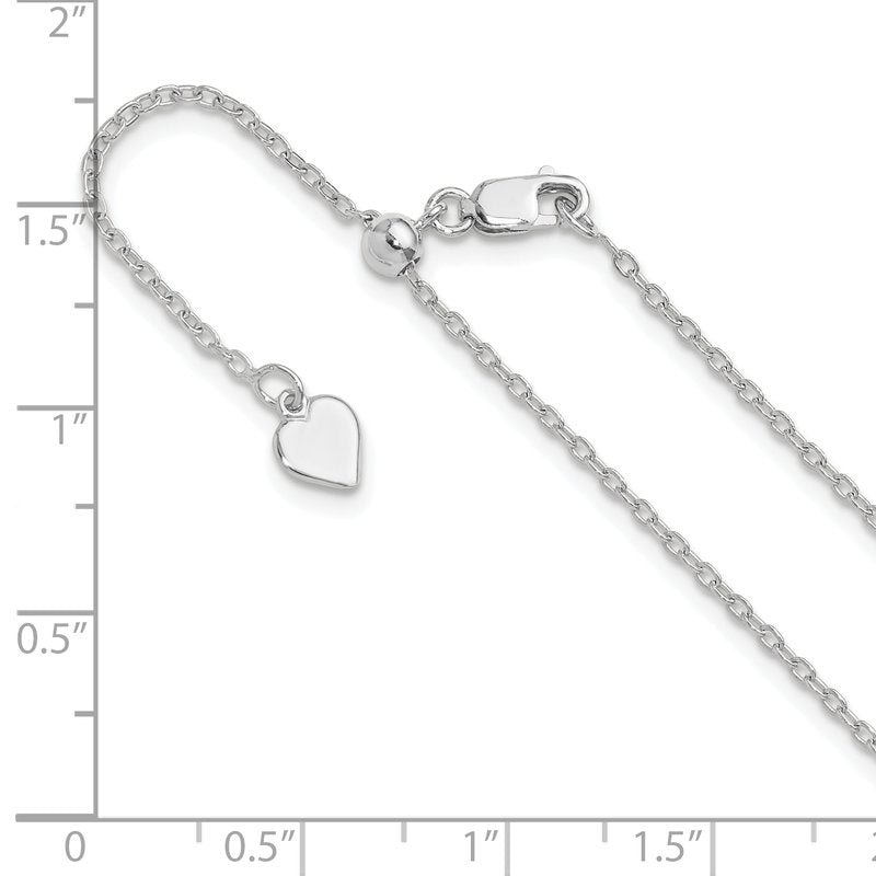 Sterling Silver RH-plated Adjustable 1.4mm Cable Chain