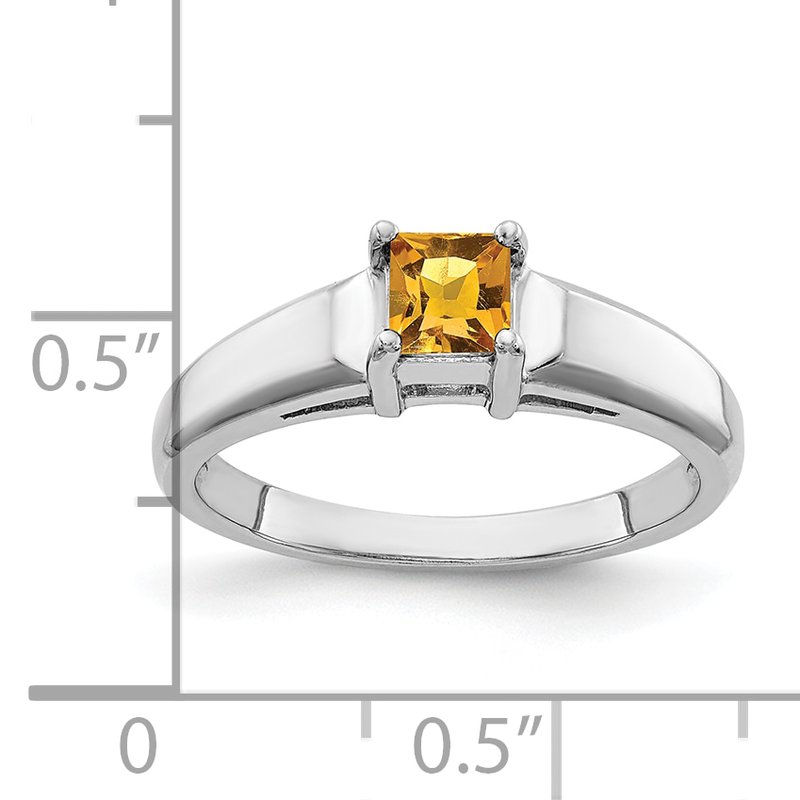 14k White Gold 4mm Princess Cut Citrine ring