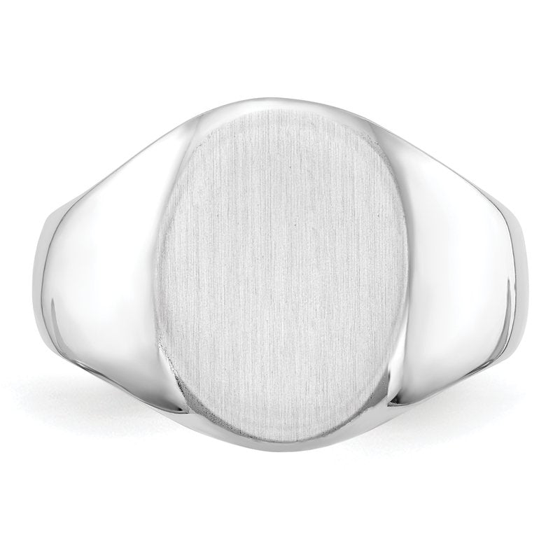 14k White Gold 11.5x15.0mm Closed Back Mens Signet Ring