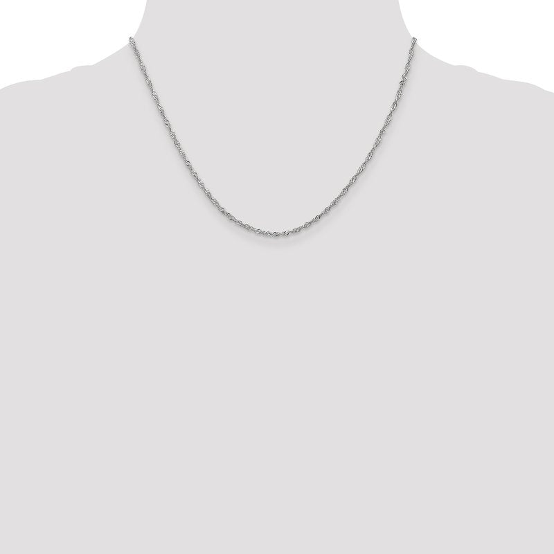 10K White Gold 1.7mm Singapore Chain