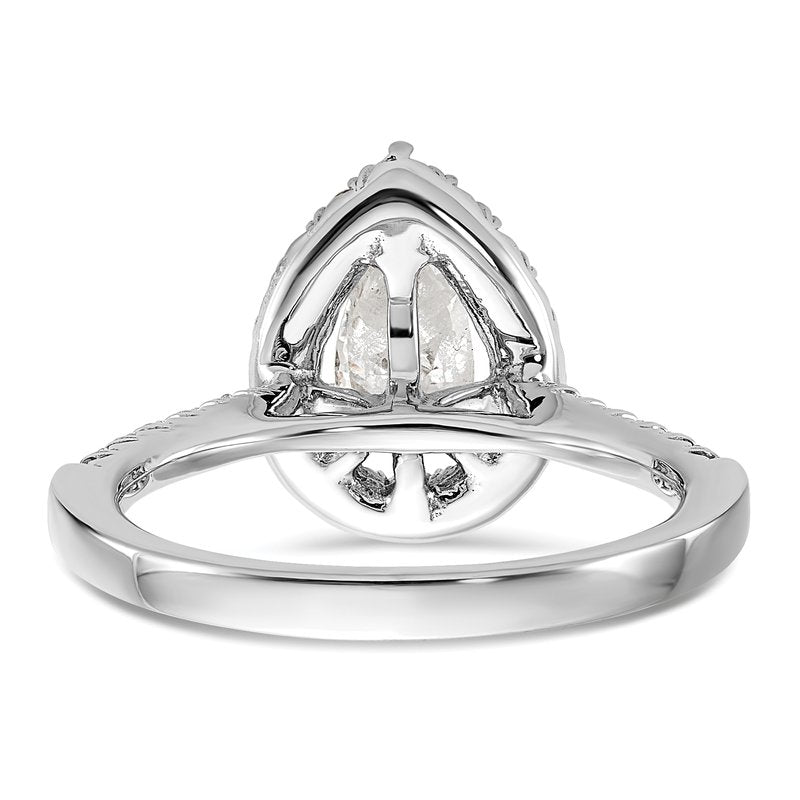 14K White Gold 1/3 carat Lab Grown Diamond VS+ F+ Semi-Mount Pear Halo Engagement Ring