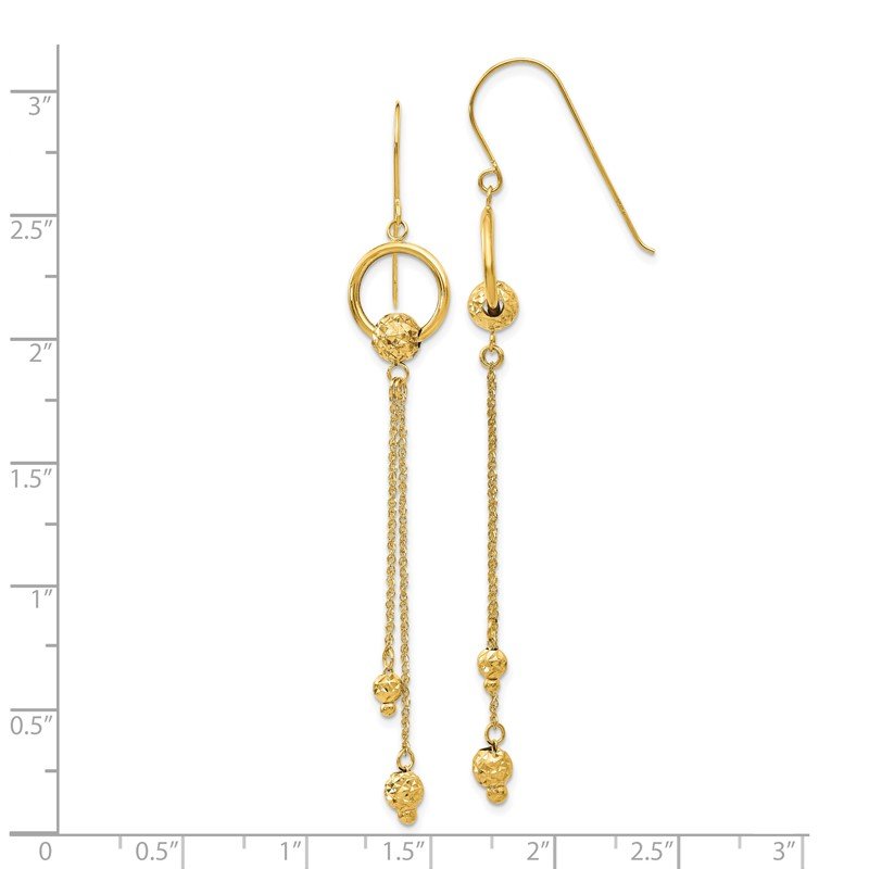 14K Gold Diamond Cut Dangle Shepherd Hook Earrings