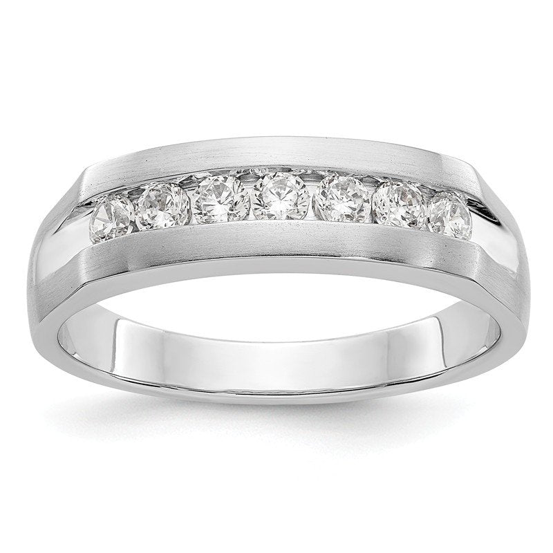14K White Gold Men's 1/2 carat Lab Grown Diamond VS+ F+ Complete Channel Band