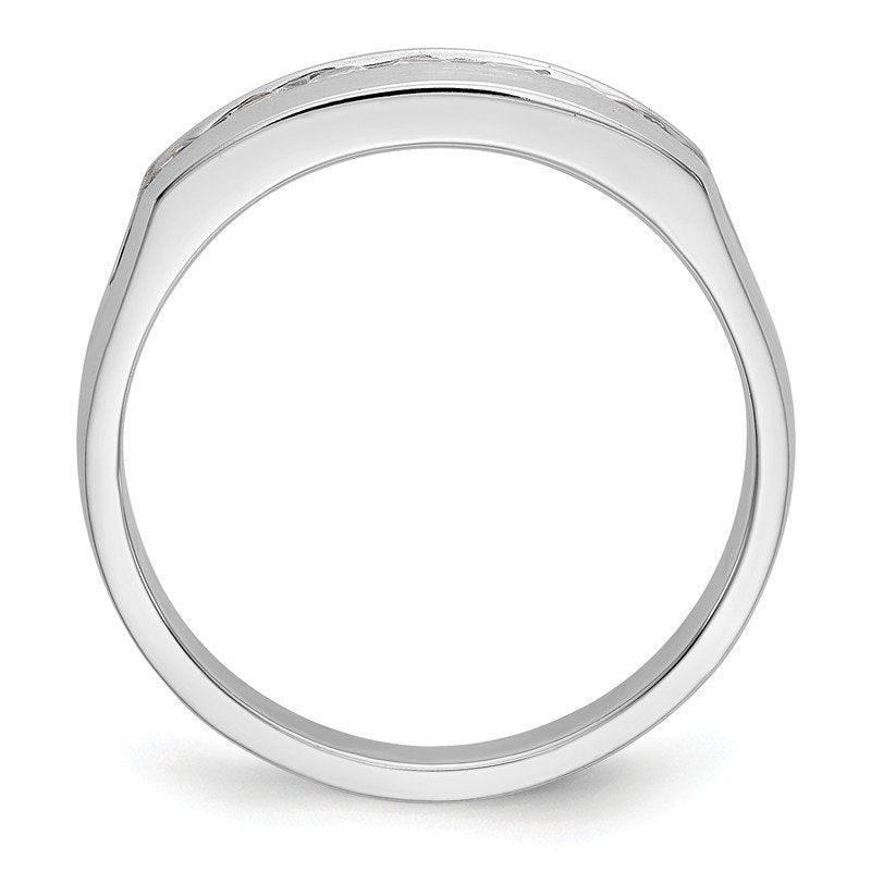 14K White Gold Men's 1/2 carat Lab Grown Diamond VS+ F+ Complete Channel Band