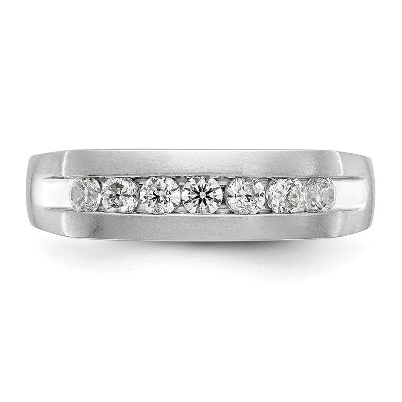 14K White Gold Men's 1/2 carat Lab Grown Diamond VS+ F+ Complete Channel Band