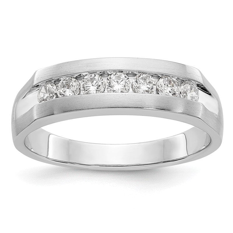 14K White Gold Men's 1/2 carat Lab Grown Diamond VS+ F+ Complete Channel Band