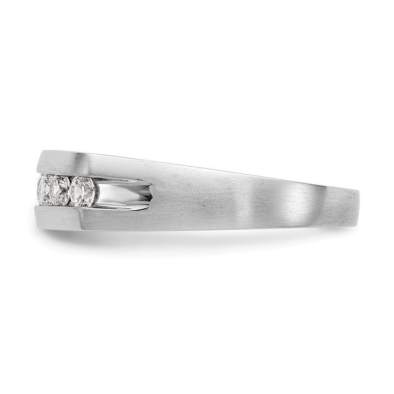 14K White Gold Men's 1/2 carat Lab Grown Diamond VS+ F+ Complete Channel Band