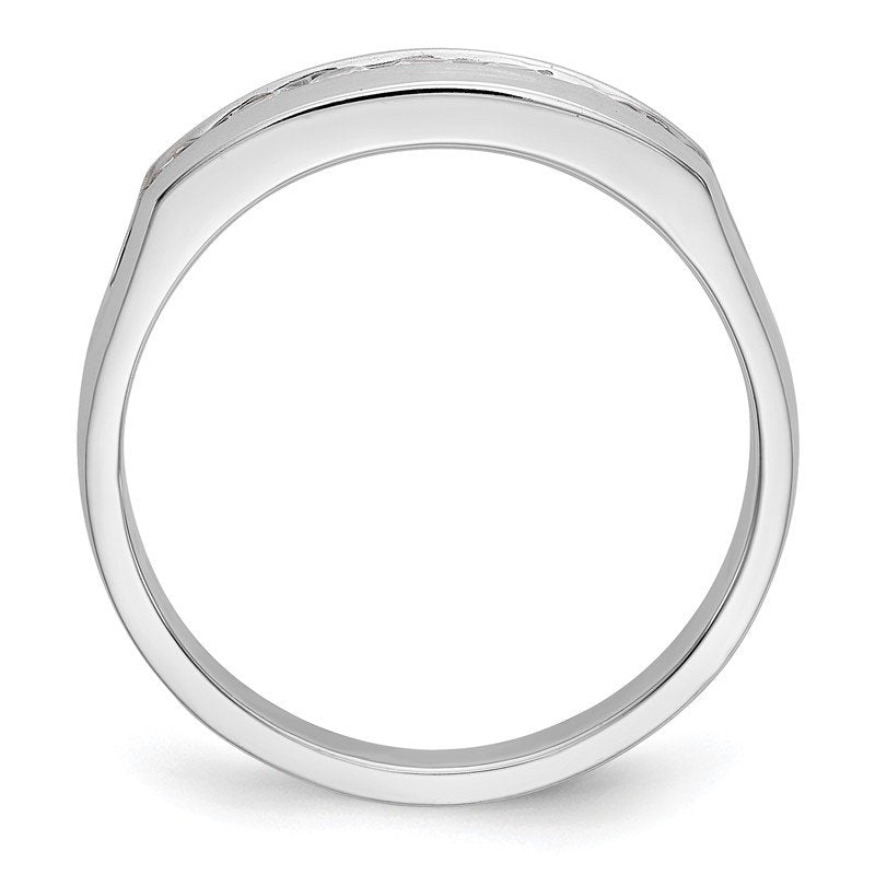 14K White Gold Men's 1/2 carat Lab Grown Diamond VS+ F+ Complete Channel Band