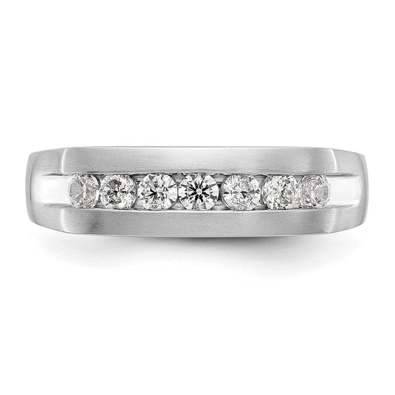 14K White Gold Men's 1/2 carat Lab Grown Diamond VS+ F+ Complete Channel Band