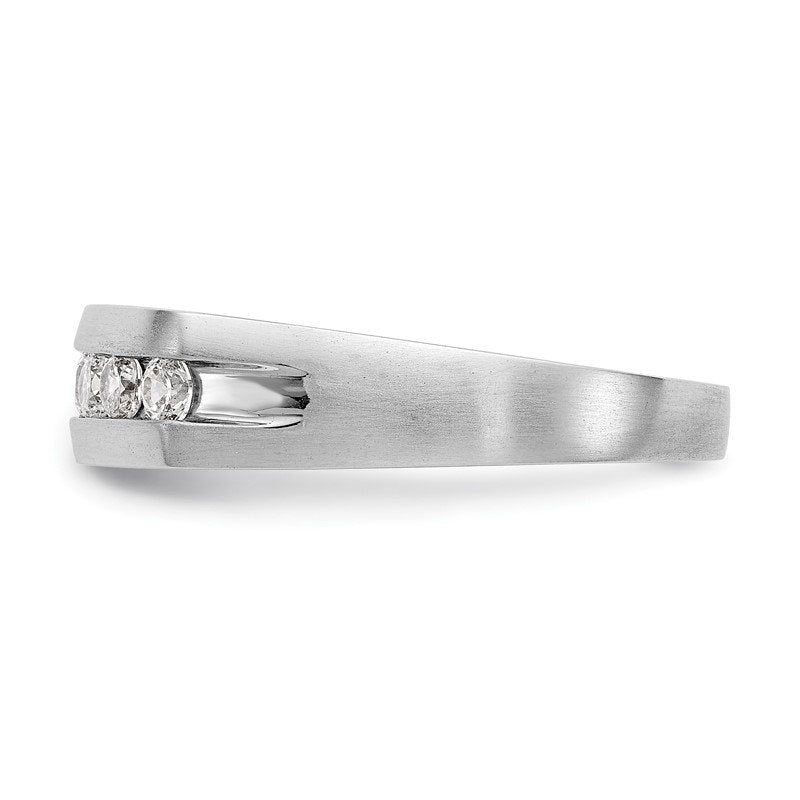 14K White Gold Men's 1/2 carat Lab Grown Diamond VS+ F+ Complete Channel Band