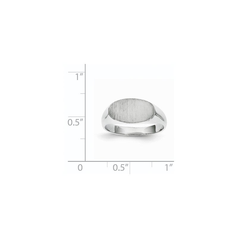 14k White Gold 13.5x7.5mm Closed Back Signet Ring