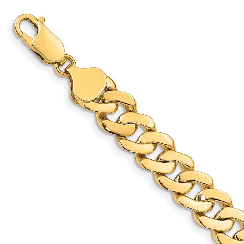 14k 8.5mm Solid Hand-Polished Fancy Curb Link 7 inch Bracelet