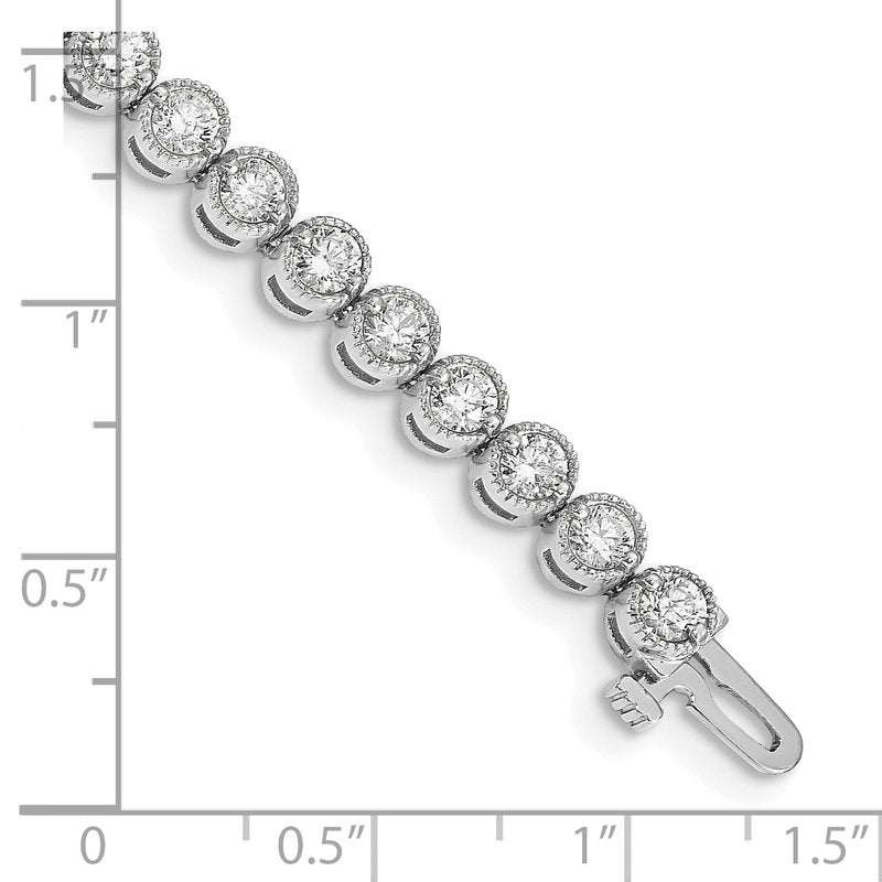 14k White Gold Complete 5 carat Round VS Diamond 2-prong 7 inch Tennis Bracelet