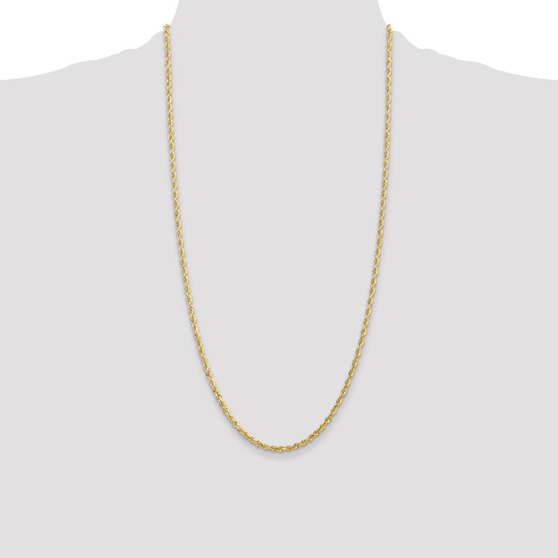 14K 26 Inch 3mm Diamond-cut Quadruple Rope Lobster Clasp Chain