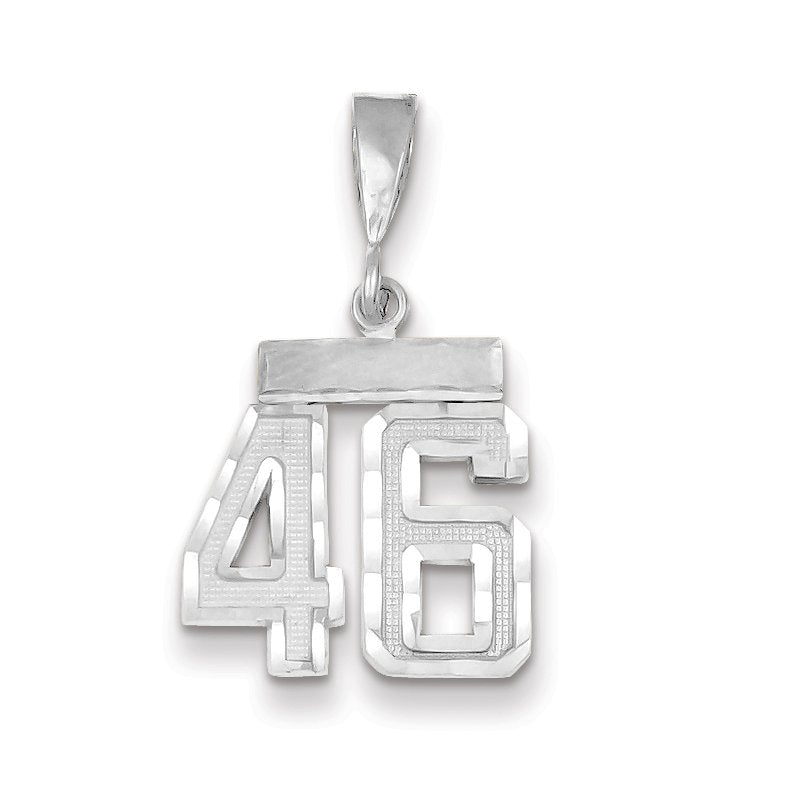 14kw Small Brushed Diamond-cut Number 46 Charm