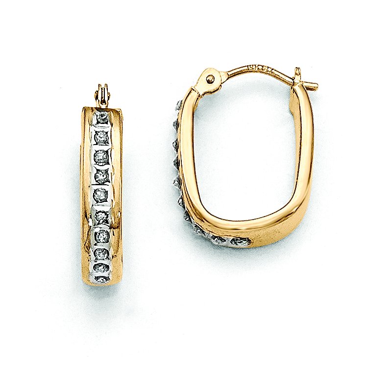 14k Diamond Fascination Squared Hinged Hoop Earrings
