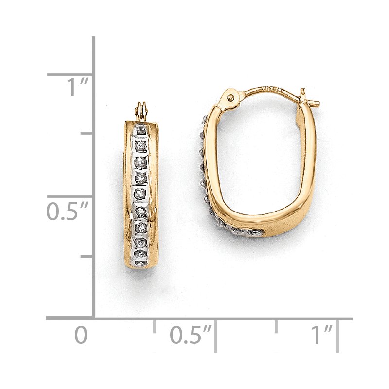 14k Diamond Fascination Squared Hinged Hoop Earrings