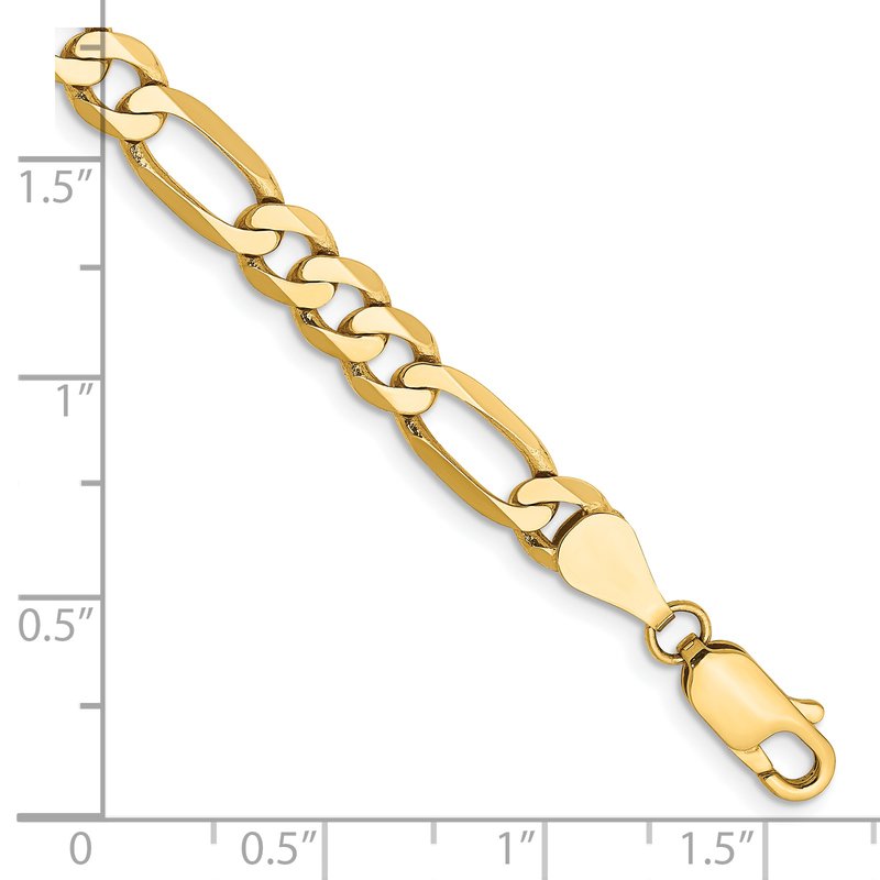 14K 26 inch 5.25mm Flat Figaro with Lobster Clasp Chain