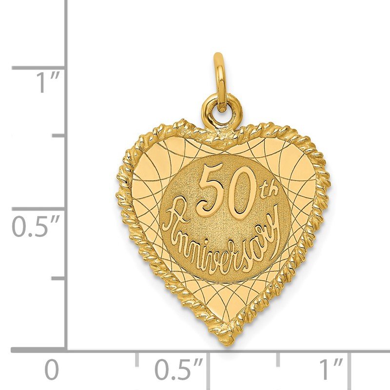 14K 50th ANNIVERSARY 19mm Engravable Rope-Edge Heart Charm