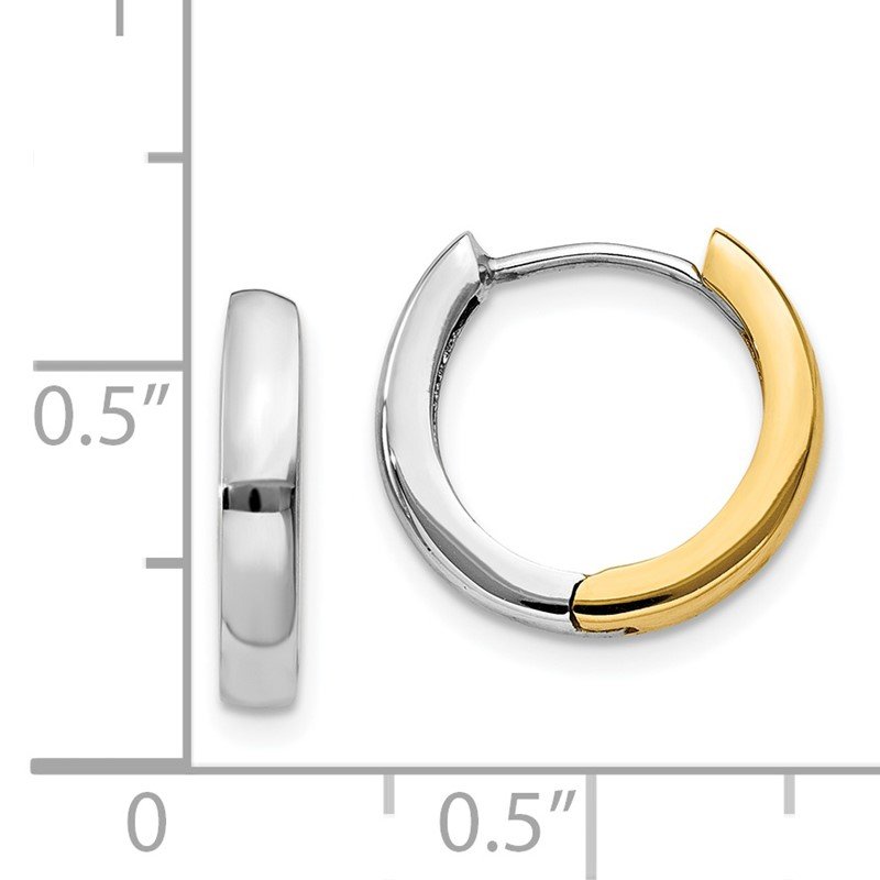 14k Two-tone Round Hinged Hoop Earrings