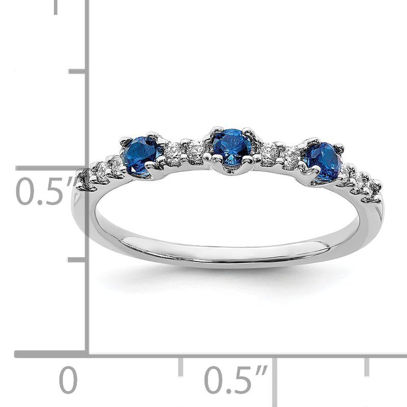 14k White Gold Diamond and Emerald 3-Stone Ring