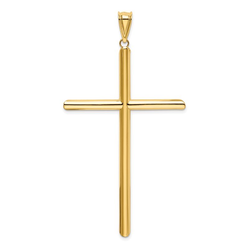 14k Large Polished Tube Cross Pendant