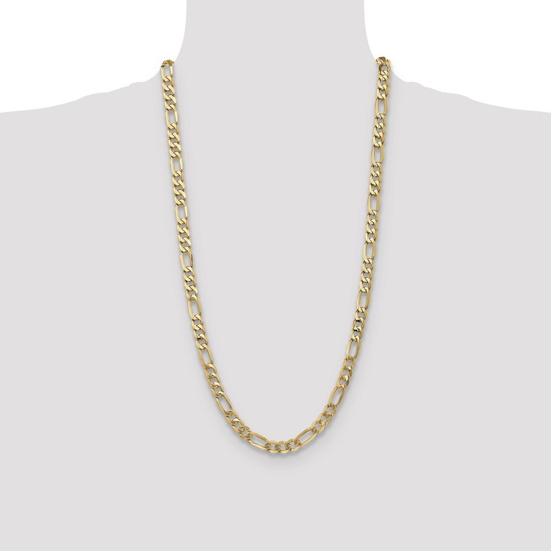14K 26 inch 7mm Flat Figaro with Lobster Clasp Chain