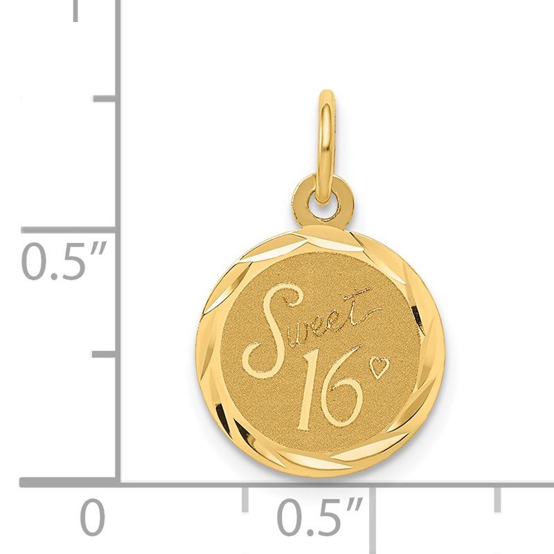 14k SWEET 16 Engravable 12mm Disc Charm