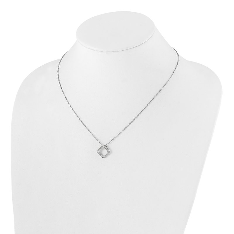 14K White Gold 1/6 carat Lab Grown Diamond VS+ F+ 18 in Complete Quatrefoil Floral Necklace