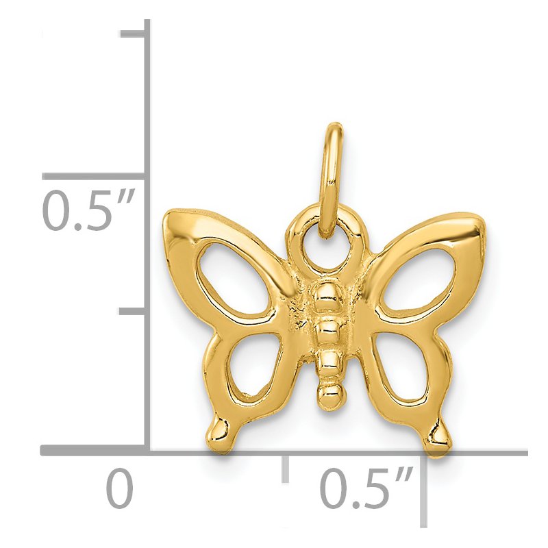 14k Solid Polished Butterfly Charm