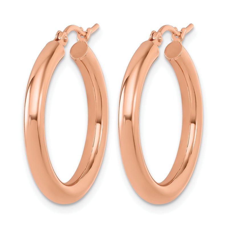 14K Rose Gold 3mm Polished Hoop Earrings