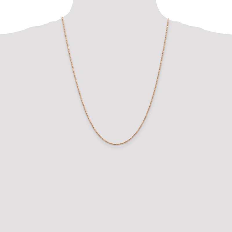 14K Rose Gold 10 inch 1.5mm Diamond-cut Man Made Rope with Lobster Clasp Anklet