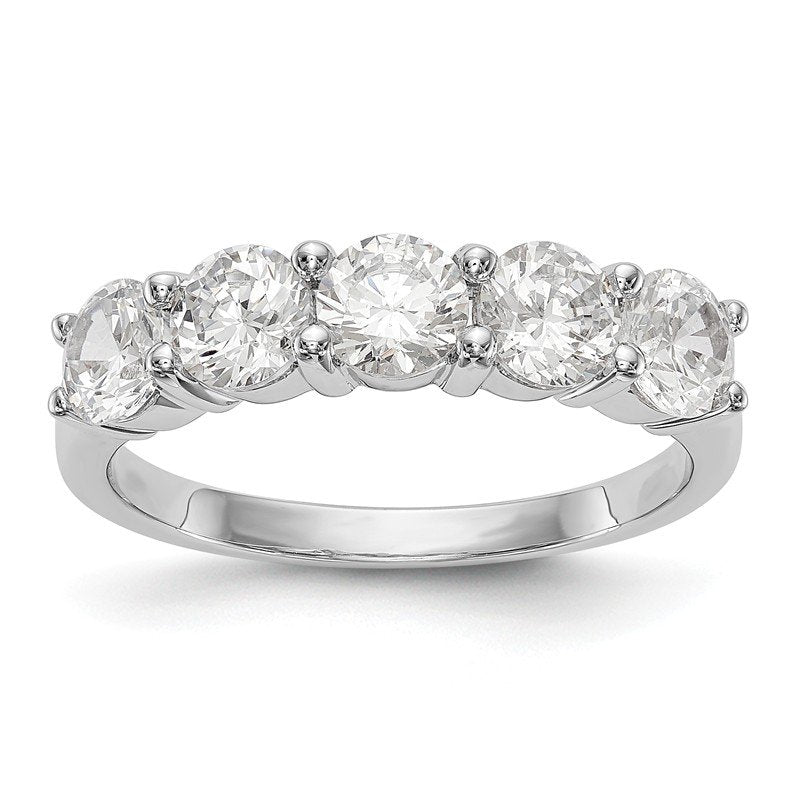 14K White Gold 1/3 carat Lab Grown Diamond VS+ F+ Complete Round Five Stone Ring