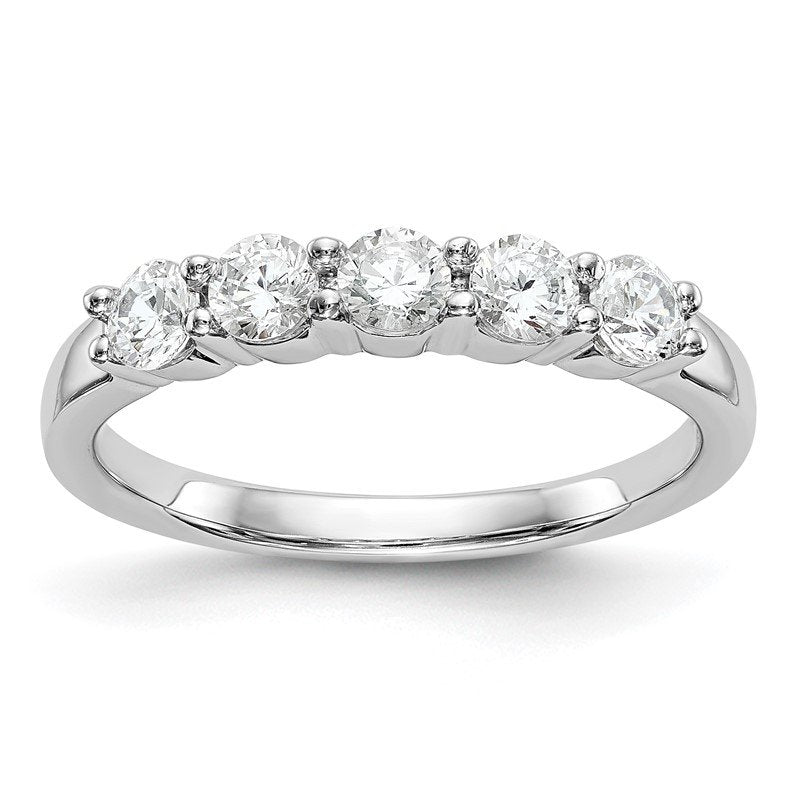 14K White Gold 1/3 carat Lab Grown Diamond VS+ F+ Complete Round Five Stone Ring