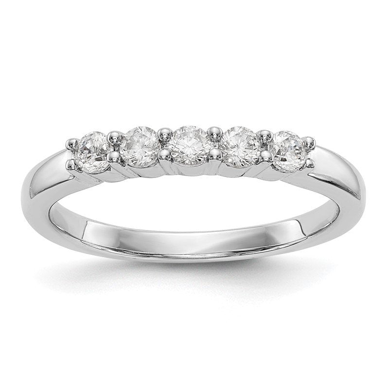 14K White Gold 1/3 carat Lab Grown Diamond VS+ F+ Complete Round Five Stone Ring