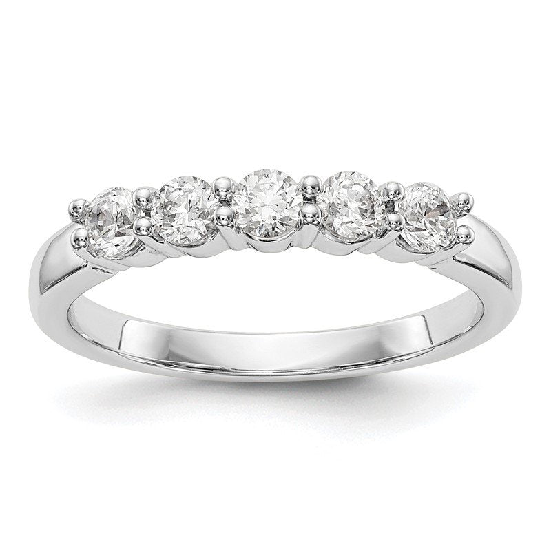 14K White Gold 1/3 carat Lab Grown Diamond VS+ F+ Complete Round Five Stone Ring