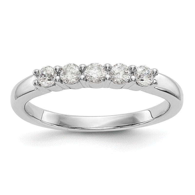 14K White Gold 1/3 carat Lab Grown Diamond VS+ F+ Complete Round Five Stone Ring