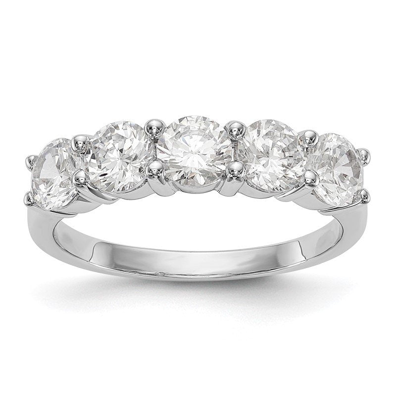 14K White Gold 1/3 carat Lab Grown Diamond VS+ F+ Complete Round Five Stone Ring