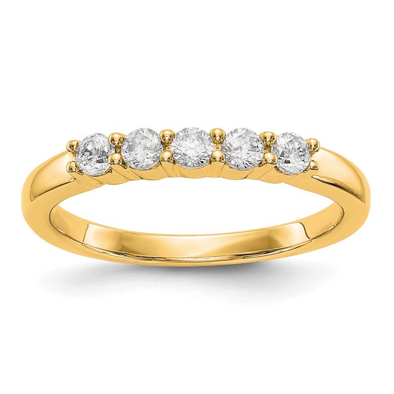 14K White Gold 1/3 carat Lab Grown Diamond VS+ F+ Complete Round Five Stone Ring