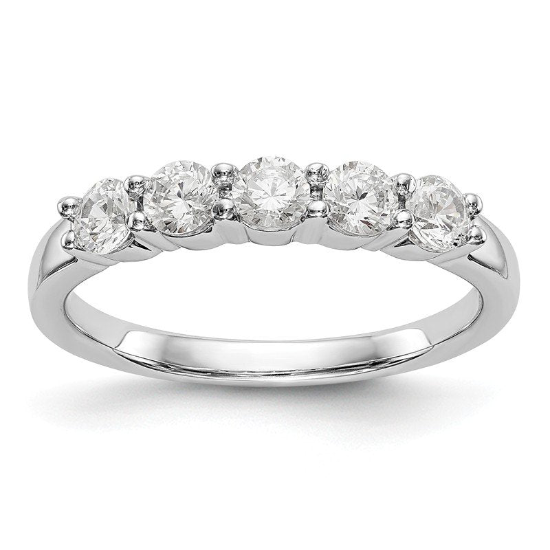 14K White Gold 1/3 carat Lab Grown Diamond VS+ F+ Complete Round Five Stone Ring