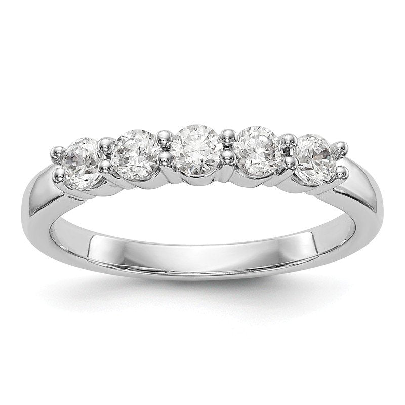 14K White Gold 1/3 carat Lab Grown Diamond VS+ F+ Complete Round Five Stone Ring