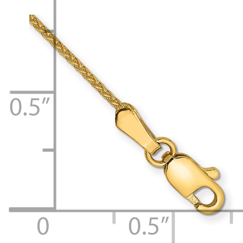 14K 10 inch 1.05mm Diamond-cut Spiga with Lobster Clasp Anklet