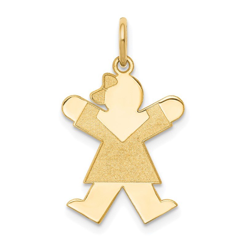 14k The Kids Small Girl with Bow Engravable Joy Charm