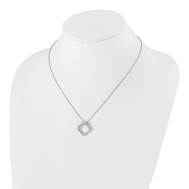 14K White Gold 1/6 carat Lab Grown Diamond VS+ F+ 18 in Complete Quatrefoil Floral Necklace