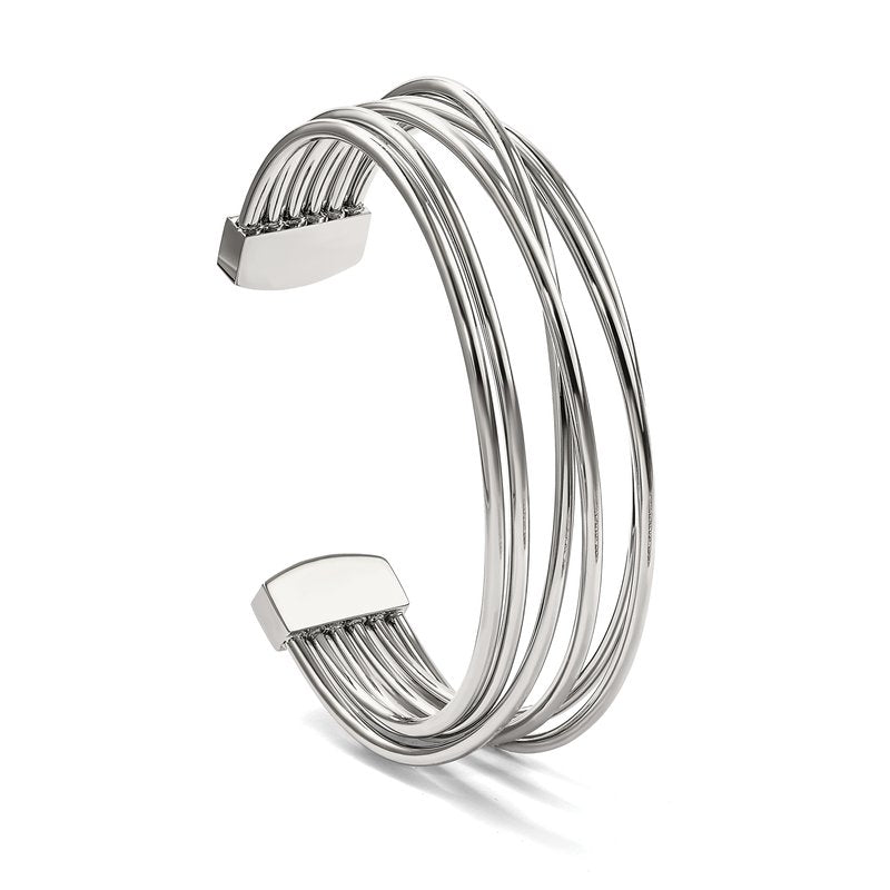 Stainless Steel Polished Twisted 18mm Cuff Bangle